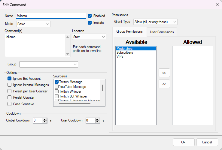 Command Configuration