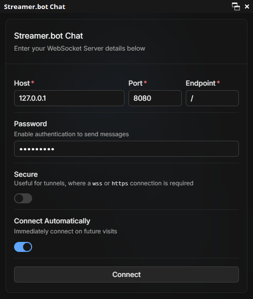 Streamer.bot Chat WebSocket Config