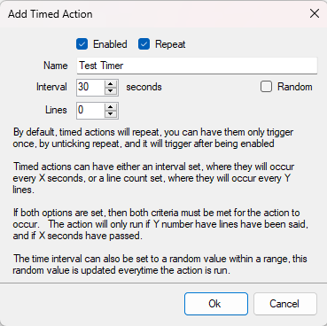 Timed Actions Settings