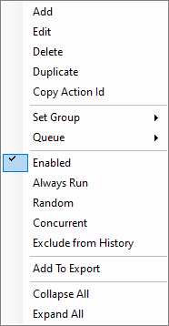 Action Context Menu