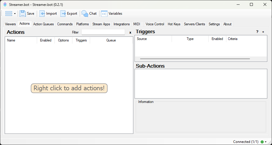 Streamer.bot Actions Configuration
