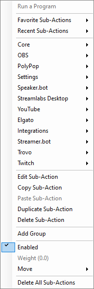 Sub-Actions Context Menu (Edit)