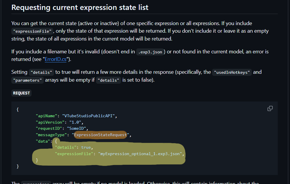 VTS Raw Example Request