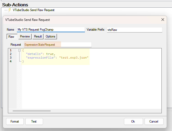 VTS Raw Example Request