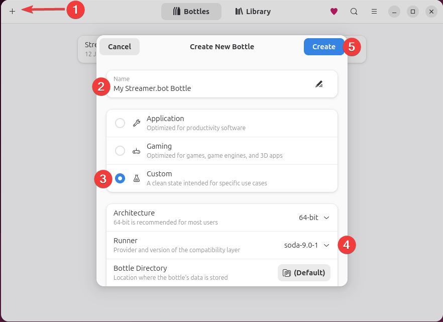Create and configure a new Bottle for Streamer.bot