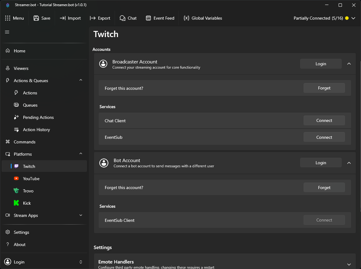Twitch Accounts Configuration