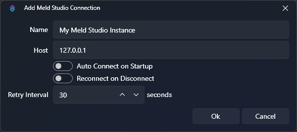 Meld Studio Connection Dialog