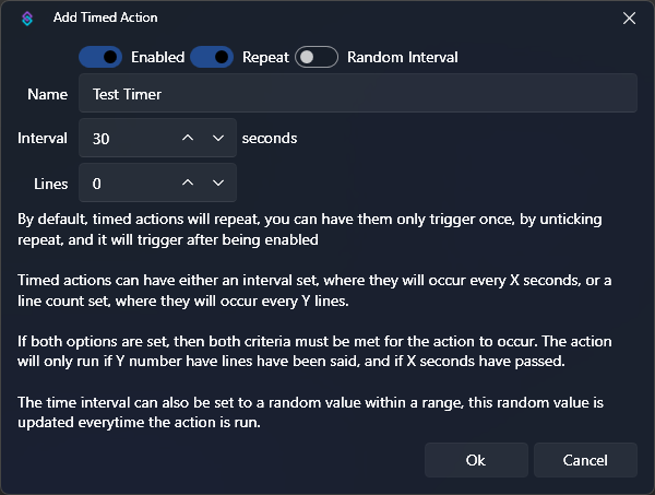 Timed Actions Settings