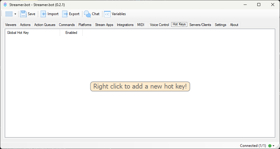 Hot Keys Pane
