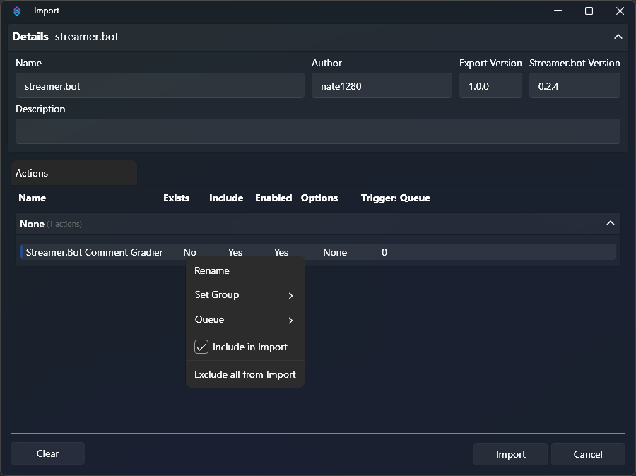 Import Dialog