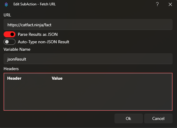 Fetch URL Dialog