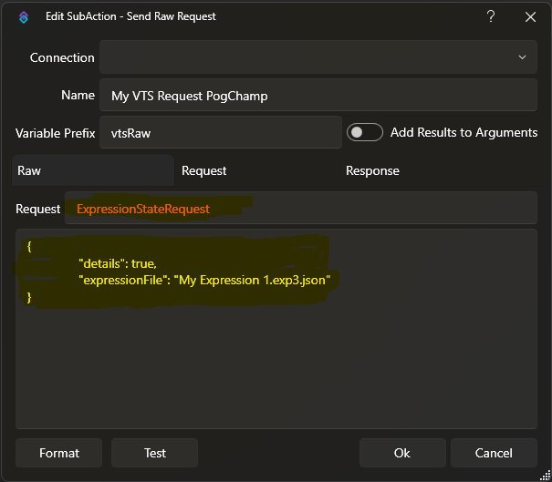 VTS Raw Example Request