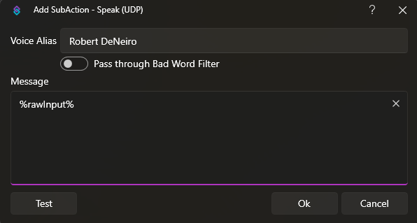 Speak (UDP) Dialog