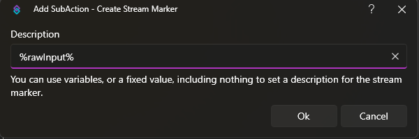 Create Stream Marker Dialog
