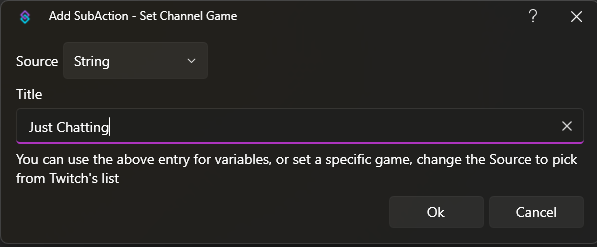 Set Channel Game Dialog