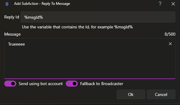 Reply to Message Dialog