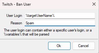 Ban User Dialog