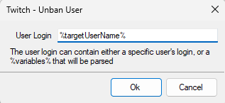 Unban User Dialog