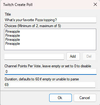 Create Poll Dialog
