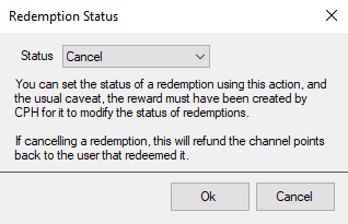 Update Redemption Status Dialog