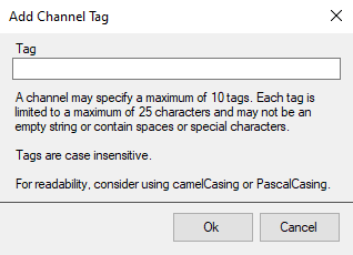 Add Channel Tag Dialog