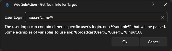 Get Team Info For Target Dialog