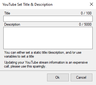 Set Title and Description Dialog