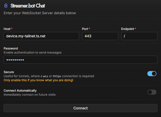 Configure Streamer.bot Chat to connect via Tailscale Serve