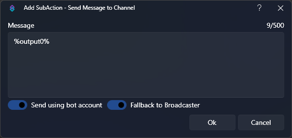 Twitch Send Message Sub-Action