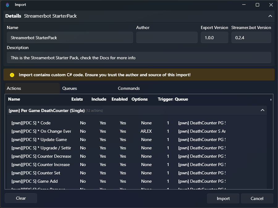 Import Dialog