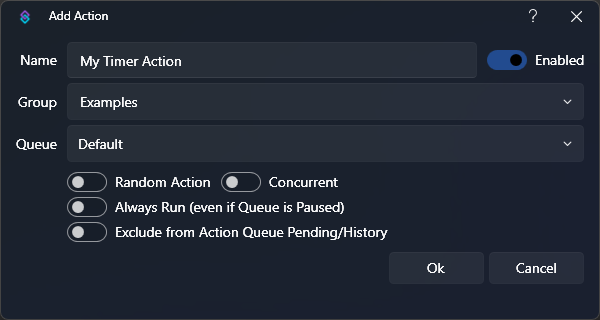 Create Action Dialog