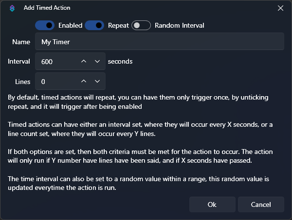 Timer Settings Dialog